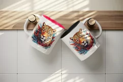 Watercolor Savage Jaguar leopard flowers cheetah Africa wild animal print 20 oz tumbler skinny mug wrap clipart t-shirt sublimation printable design