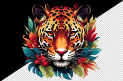 Watercolor Savage Jaguar leopard flowers cheetah Africa wild animal print 20 oz tumbler skinny mug wrap clipart t-shirt sublimation printable design