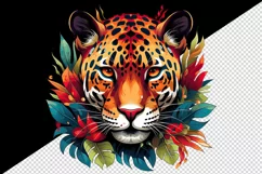 Watercolor Savage Jaguar leopard flowers cheetah Africa wild animal print 20 oz tumbler skinny mug wrap clipart t-shirt sublimation printable design