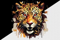 Watercolor Savage Jaguar leopard flowers cheetah Africa wild animal print 20 oz tumbler skinny mug wrap clipart t-shirt sublimation printable design