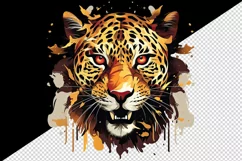 Watercolor Savage Jaguar leopard flowers cheetah Africa wild animal print 20 oz tumbler skinny mug wrap clipart t-shirt sublimation printable design