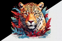 Watercolor Savage Jaguar leopard flowers cheetah Africa wild animal print 20 oz tumbler skinny mug wrap clipart t-shirt sublimation printable design