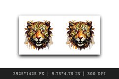 Watercolor Savage Jaguar leopard flowers cheetah Africa wild animal print 20 oz tumbler skinny mug wrap clipart t-shirt sublimation printable design