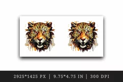 Watercolor Savage Jaguar leopard flowers cheetah Africa wild animal print 20 oz tumbler skinny mug wrap clipart t-shirt sublimation printable design