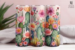 Watercolor cactus flower pattern Tumbler Design Product Image 2