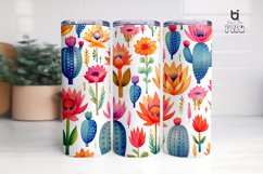 Watercolor cactus flower pattern Tumbler Design Product Image 3
