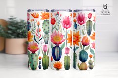 Watercolor cactus flower pattern Tumbler Design Product Image 5
