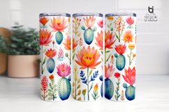 Watercolor cactus flower pattern Tumbler Design Product Image 7