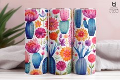 Watercolor cactus flower pattern Tumbler Design Product Image 8