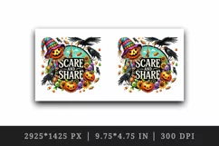 Watercolor scarecrow crows pumpkins Scare and Share Halloween circular print 20oz tumbler skinny mug wrap clipart t-shirt sublimation printable design