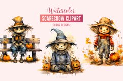 Spooky &amp; Cute Scarecrow Halloween Clipart Set Product Image 1