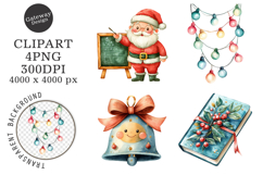 Watercolor schoo christmas clipart Product Image 1