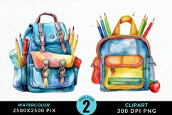 Watercolor School Bag Illustration Clipart Product Image 1