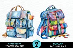 Watercolor School Bag Graphic Clipart Product Image 1