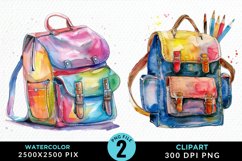 Watercolor School Bag Graphic Clipart Product Image 1