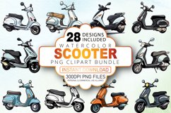 Watercolor Scooter Clipart Bundle Product Image 1