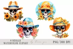 Sunflower fall skull with flower bouquet clipart- 4png files Product Image 1