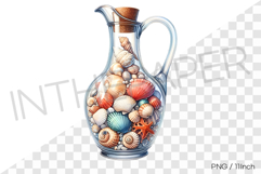 Handle cork flagon with shell and conch PNG summer clipart Product Image 1