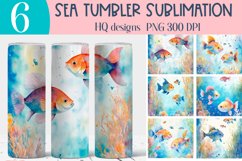 Watercolor Sea Tumbler Wrap Sublimation PNG BUNDLE Product Image 1