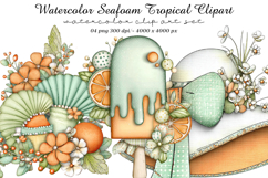 Watercolor Seafoam Tropical Clipart Product Image 1
