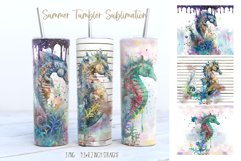 watercolor seahorses tumbler sublimation