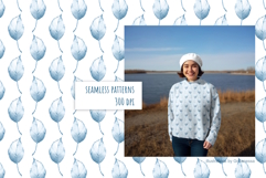 2 Watercolor Blue Leaf Seamless Patterns Digital Paper Product Image 3