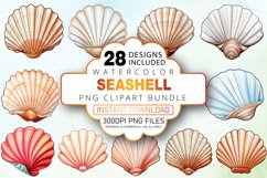 Watercolor Seashell Clipart Bundle Product Image 1