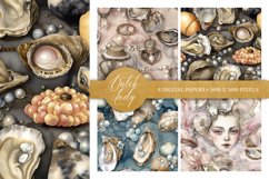 Seamless Oysters &amp; Pearls Patterns - Seamless Backgrounds Product Image 5