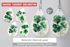 Earring Teardrop Watercolor Shamrock Leaves Product Image 1