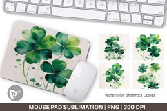Mouse Pad Watercolor Shamrock Leaves Product Image 1
