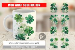 Mug Wrap Design Watercolor Shamrock Leaves Product Image 1