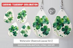 Earring Teardrop Watercolor Shamrock Leaves Product Image 1