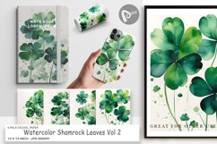 Digital Paper Watercolor Shamrock Leaves Product Image 1