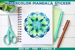 Watercolor Shamrock Mandala Sticker in Blue and Green Product Image 1