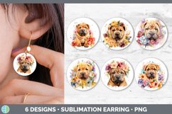 Bundle of six Wild Flowers Shar Peis Round Earrings designs.