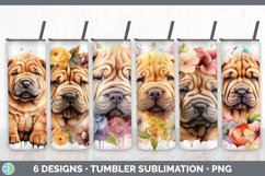 Bundle of six Wild Flowers Shar Peis Tumbler designs.