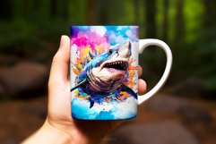 Watercolor Shark Clipart Mug Wrap Sublimation Background Product Image 2