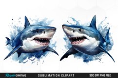 Watercolor Sharks Clipart Bundle Product Image 2