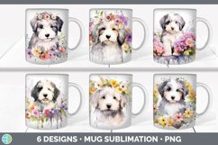 Bundle of six Wild Flowers Sheepdogs Mug Wrap designs.