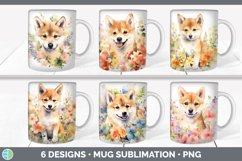 Bundle of six Wild Flowers Shiba Inu Mug Wrap designs.