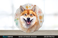 Watercolor Shiba Inu Dog Wind Spinner Sublimation PNG Product Image 1