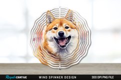 Watercolor Shiba Inu Dog Wind Spinner Sublimation PNG Product Image 1