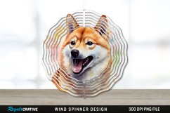 Watercolor Shiba Inu Dog Wind Spinner Sublimation PNG Product Image 1