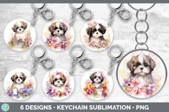 Bundle of six Wild Flowers Shih Tzu Keychain designs.