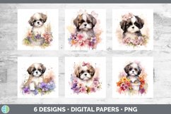 Bundle of six Wild Flowers Shih Tzu Paper Backgrounds designs.