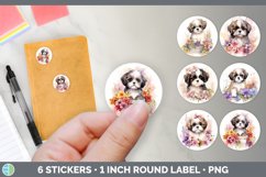 Bundle of six Wild Flowers Shih Tzu Stickers designs.