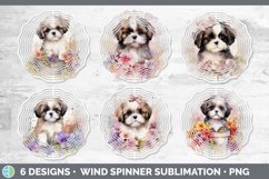 Bundle of six Wild Flowers Shih Tzu Wind Spinner designs.