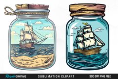 Watercolor Ship At The Sea In A Jar Clipart Product Image 1