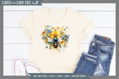 Floral Honey Bee Watercolor JPEG, PNG Product Image 2