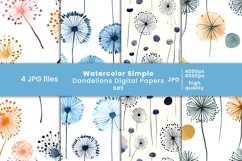 watercolor, dandelions, dandelions digital papers, dandelions pattern, floral pattern, tumbler, set,